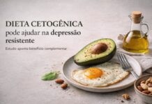 Dieta cetogênica pode melhorar quadros de depressão resistente ao tratamento, aponta estudo Dieta cetogênica ilustrada com alimentos ricos em gorduras pode ajudar como complemento no tratamento da depressão resistente.