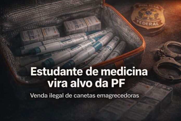 Canetas emagrecedoras apreendidas durante investigação da Polícia Federal sobre venda ilegal de medicamentos sem registro na Anvisa.