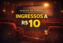 Começa a Semana do Cinema com ingressos a R$ 10 Sala de cinema com poltronas vermelhas destaca promoção da Semana do Cinema com ingressos a R$ 10 em todo o Brasil